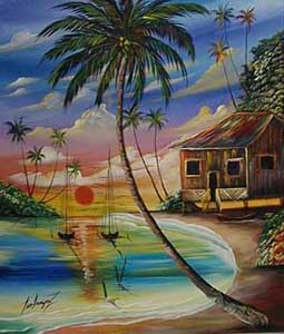 Painting by Leo Vasquez of San Pedro, Ambergris Caye