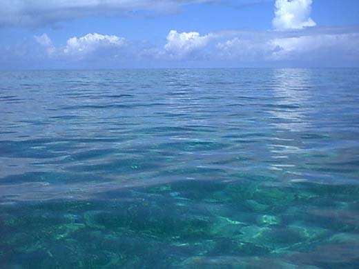 Turquoise Caribbean waters as far as the eye reaches